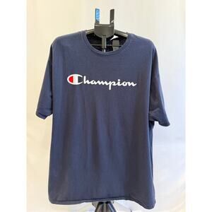 Champion Size 2XL Men's Graphic T-Shirt - Navy Blue
